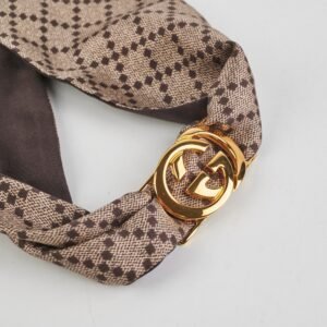 Gucci GG Gold Buckle Scarf Twilly | AlmaBagz