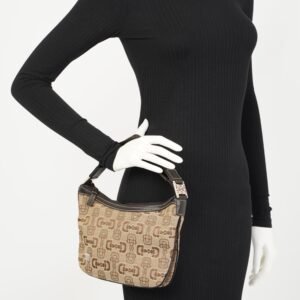Gucci Horsebit Canvas Brown Canvas Small | AlmaBagz