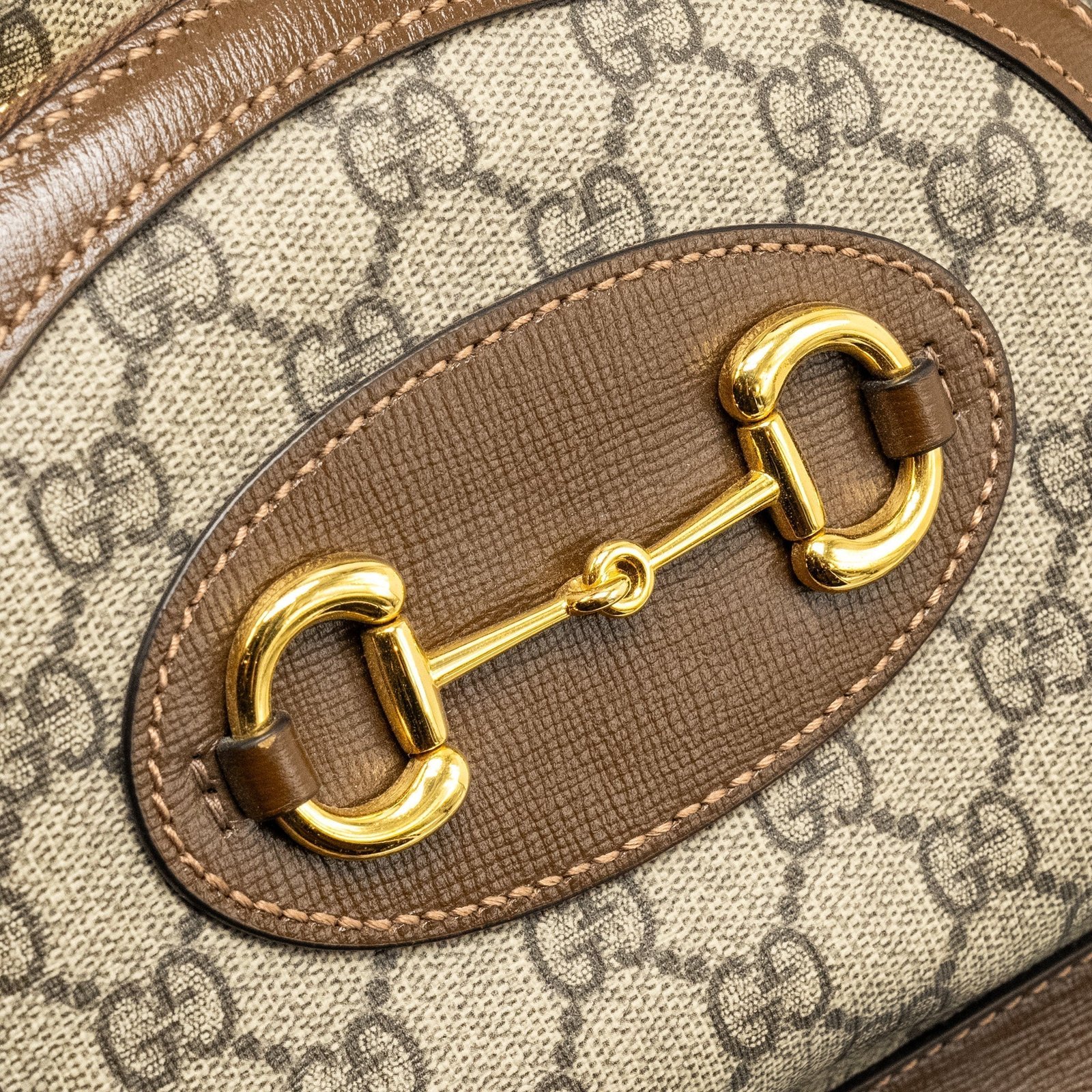 Gucci 1955 Horsebit backpack GG supreme canvas / calfskin brown GHW | AlmaBagz - Image 12