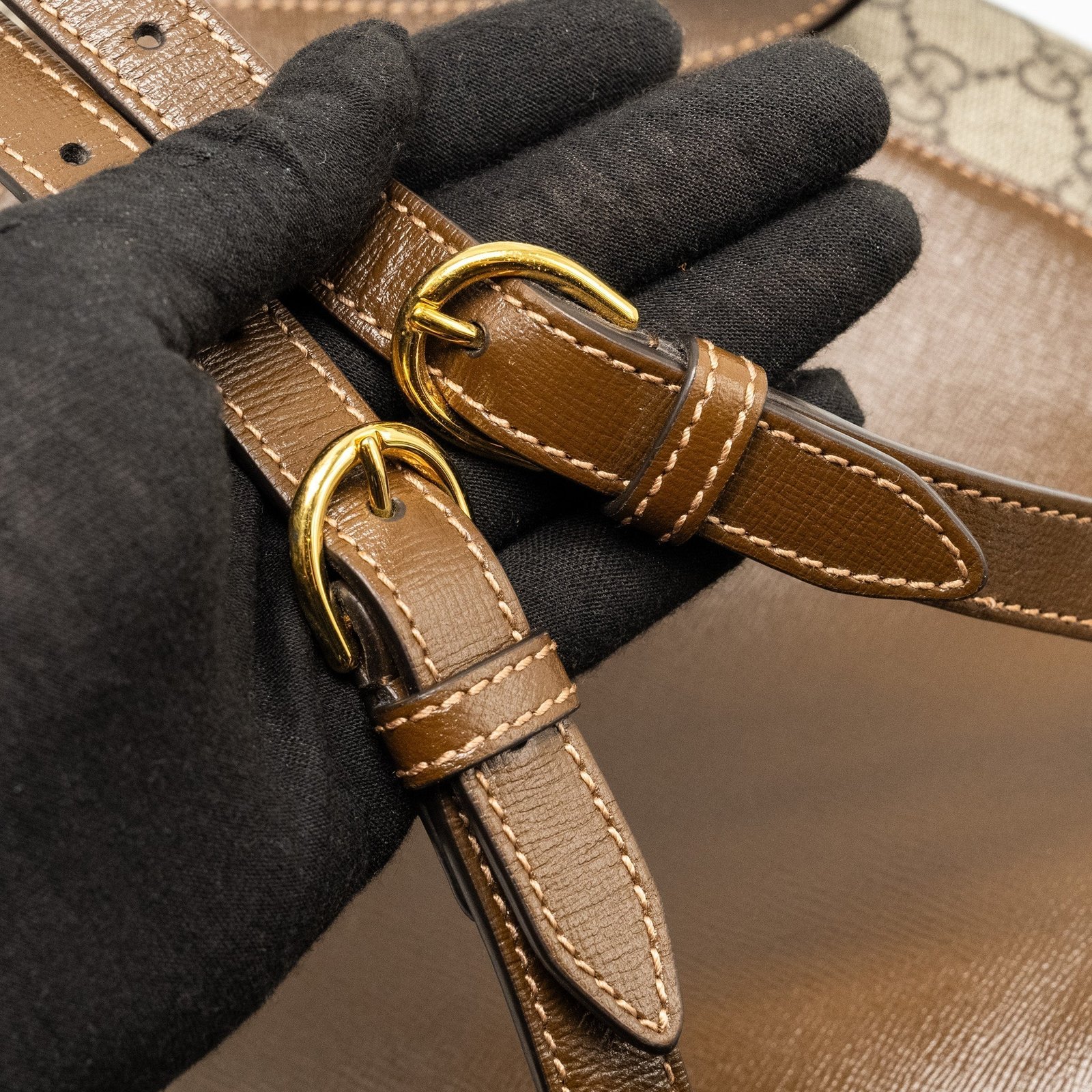 Gucci 1955 Horsebit backpack GG supreme canvas / calfskin brown GHW | AlmaBagz - Image 17