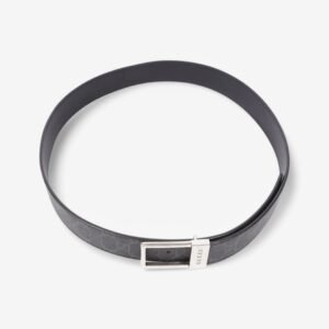 Gucci GG Rectangular Belt GG Supreme / Black / Silver Coated Canvas 95cm / 38" | AlmaBagz
