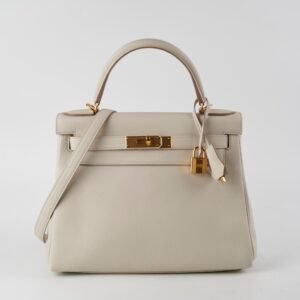 Hermes Kelly 28 Craie Togo - U Stamp | AlmaBagz