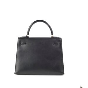 Hermes Kelly 28 Box Calf Black - Z Circle Stamp 1996 | AlmaBagz