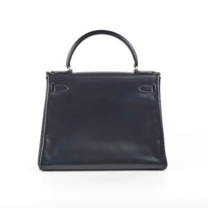 Hermes Vintage Kelly 28 Box Leather Navy - H Circle 1978 | AlmaBagz