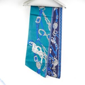 Hermes Silk Maxi Twilly Scarf Blue/Green | AlmaBagz