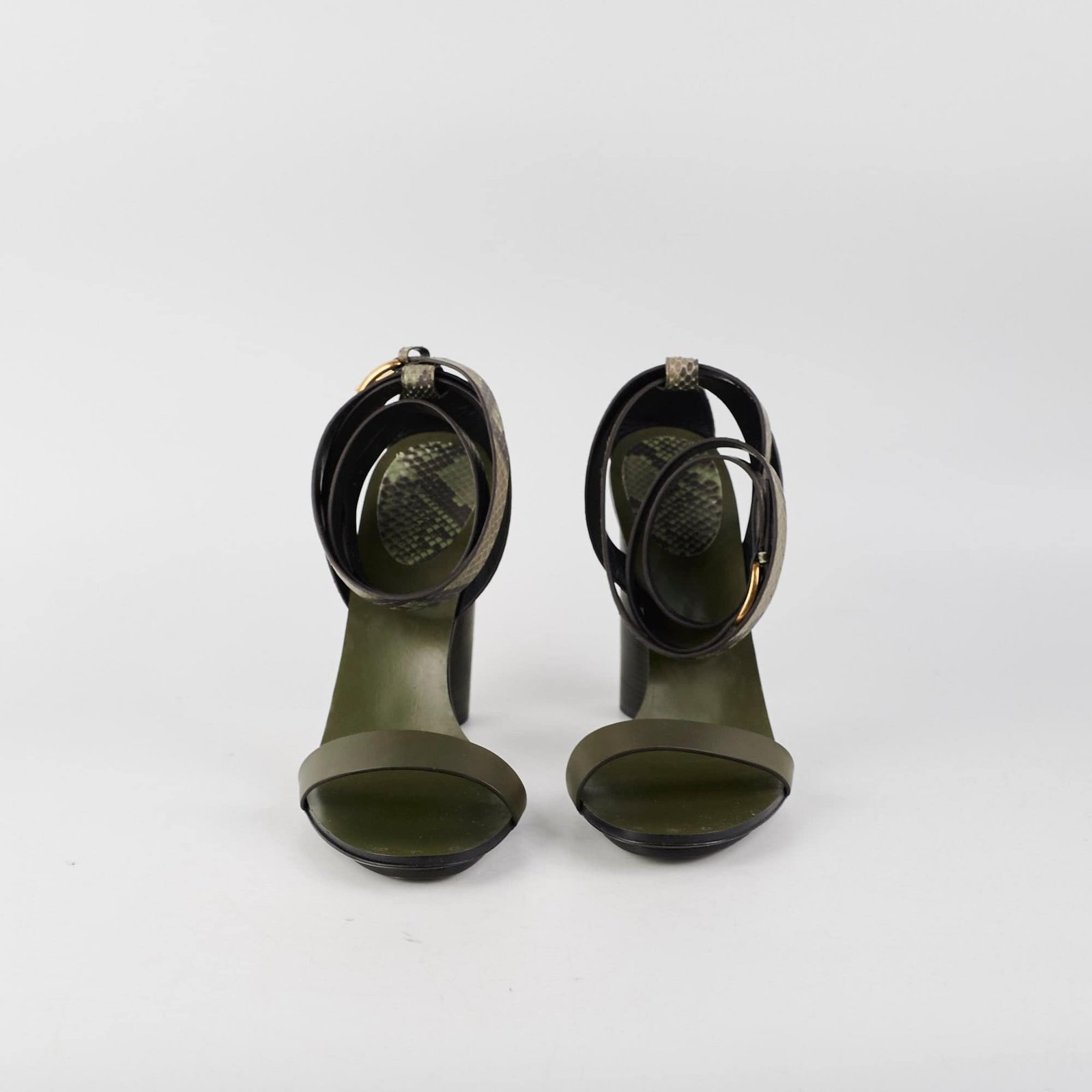 Gucci Snakeskin Strap Heels Green Size 41 | AlmaBagz
