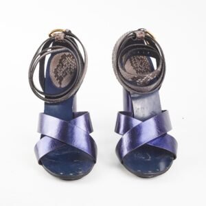 Gucci Snakeskin Ankle Strap Heels Blue Size 41 | AlmaBagz