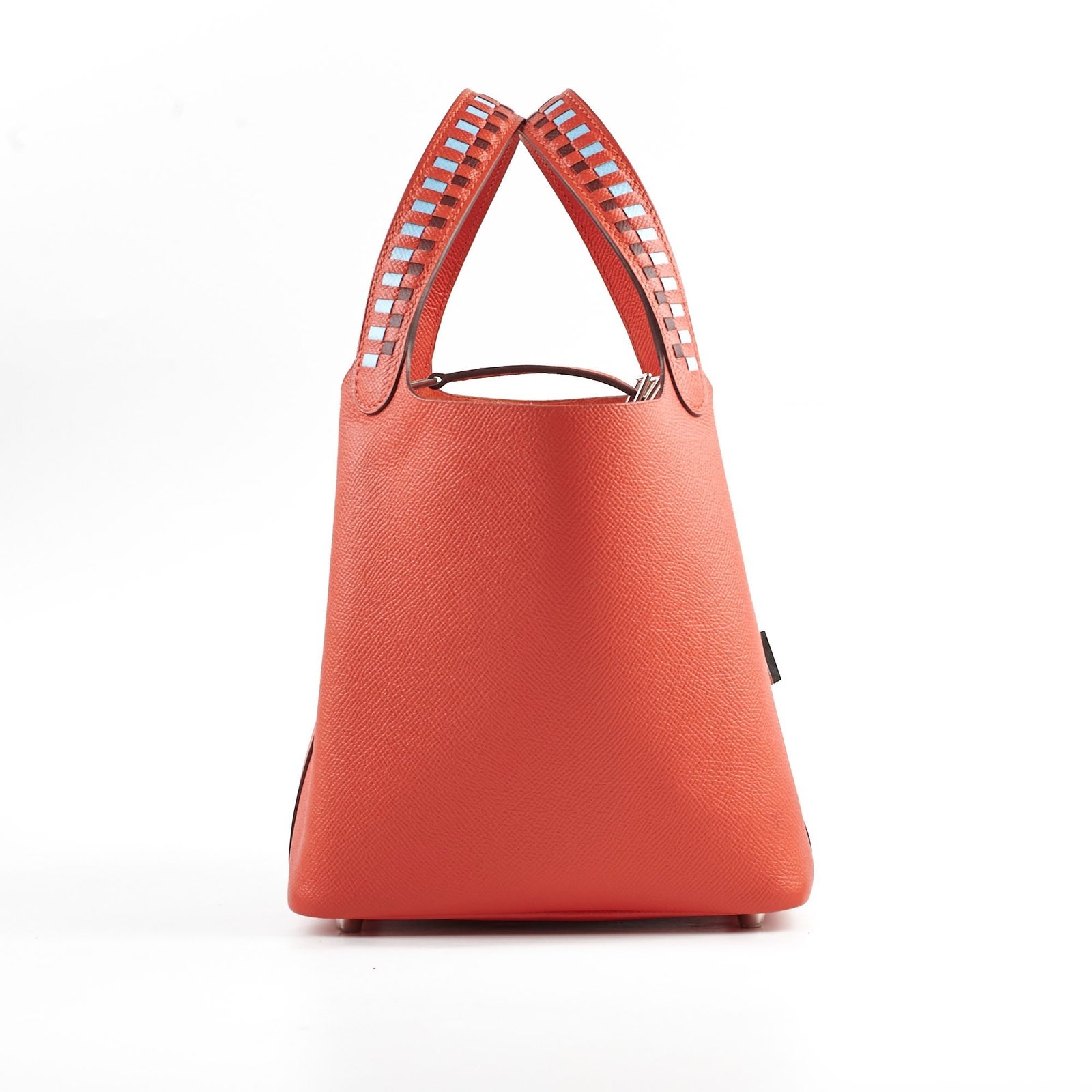 Hermes Picotin 18 Lock Bag Epsom Red with Multi Colour Handle C stamp | AlmaBagz