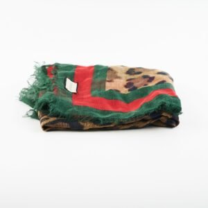 Gucci Scarf Red Green Leopard Print | AlmaBagz