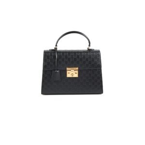 Gucci Padlock Top Handle Bag Guccissima Medium Black | AlmaBagz