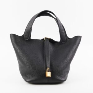 Hermes Picotin 22 Clemence Black B Stamp (2023) | AlmaBagz
