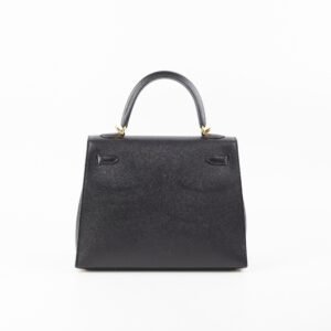 Hermes Kelly 25 Epsom Noir Stamp X | AlmaBagz