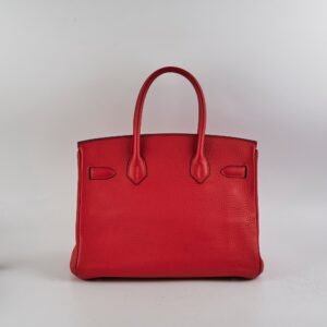 Hermes Birkin 30 Red Clemence- Q Square Stamp | AlmaBagz