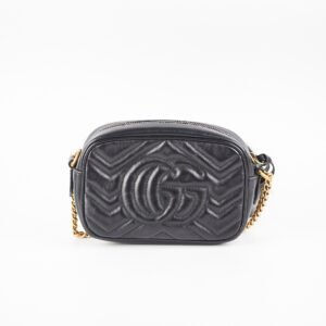 Gucci Mini Marmont Black Camera Bag | AlmaBagz