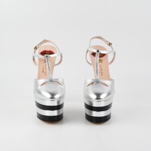 Gucci Platform Heel 38 Silver Black | AlmaBagz