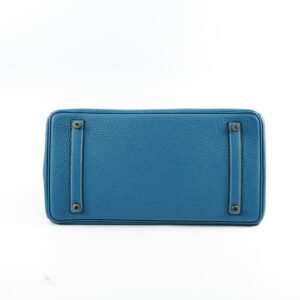 Hermes Birkin 35 Clemence Blue Jean - N Square Stamp | AlmaBagz