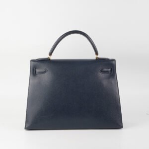 Hermes Kelly 32 Epsom Sellier Blue Nuit - Stamp Circle T | AlmaBagz