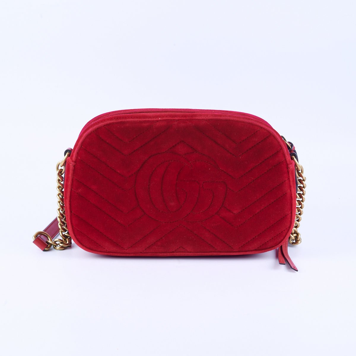 Gucci Velvet Small Marmont Camera Bag Red | AlmaBagz