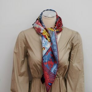 Hermes Carre Twill Silk 90x90 Blue/Red | AlmaBagz