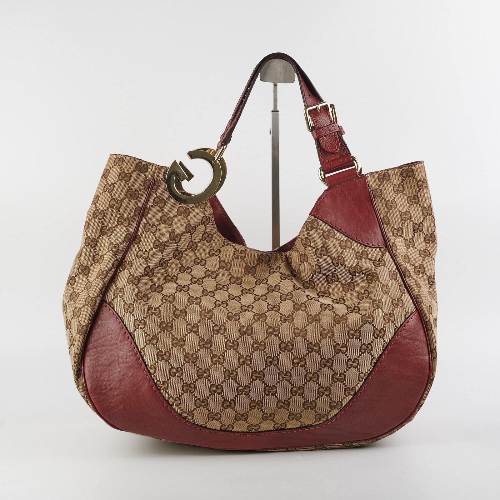 Gucci Canvas Shoulder Tote Dark Red | AlmaBagz