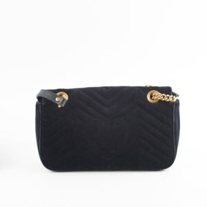 Gucci Marmont Small Suede Black Shoulder Bag | AlmaBagz