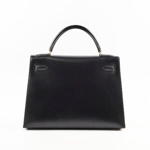 Hermes Kelly 32 Box Leather C Square Stamp Black | AlmaBagz