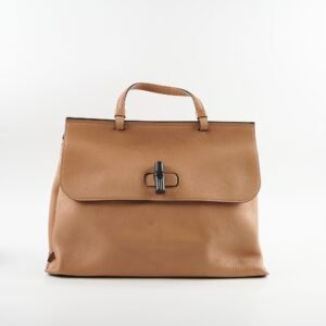 Gucci Large Beige Bamboo Leather Bag | AlmaBagz