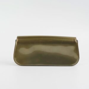Louis Vuitton Green Grey Patent Logo Clutch | AlmaBagz