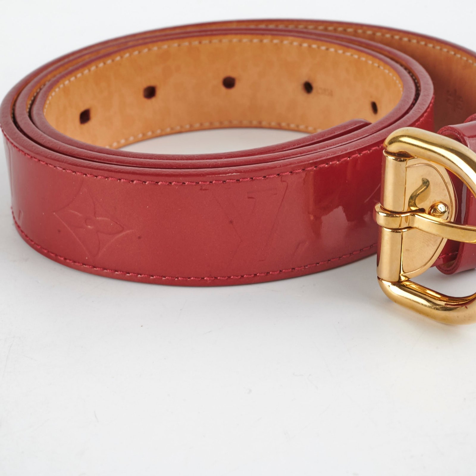Louis Vuitton Red Vernis Monogram Belt 90cm | AlmaBagz