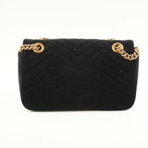 Gucci Small Black Velvet GG Marmont | AlmaBagz