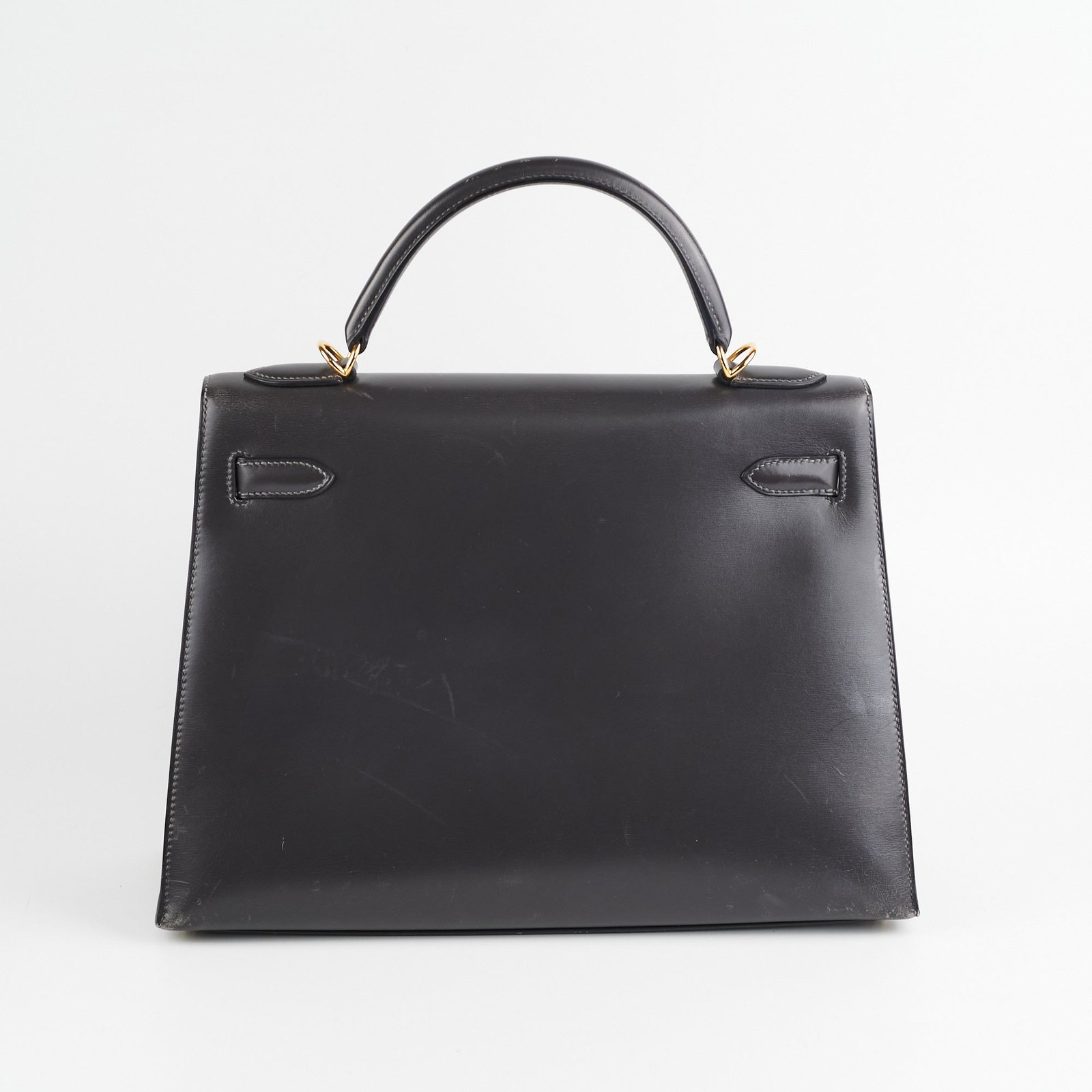 Hermes Kelly 32 Box Graphite Stamp E Square (2001) | AlmaBagz