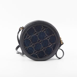 Gucci Monogram Round Velvet Black Crossbody Bag | AlmaBagz