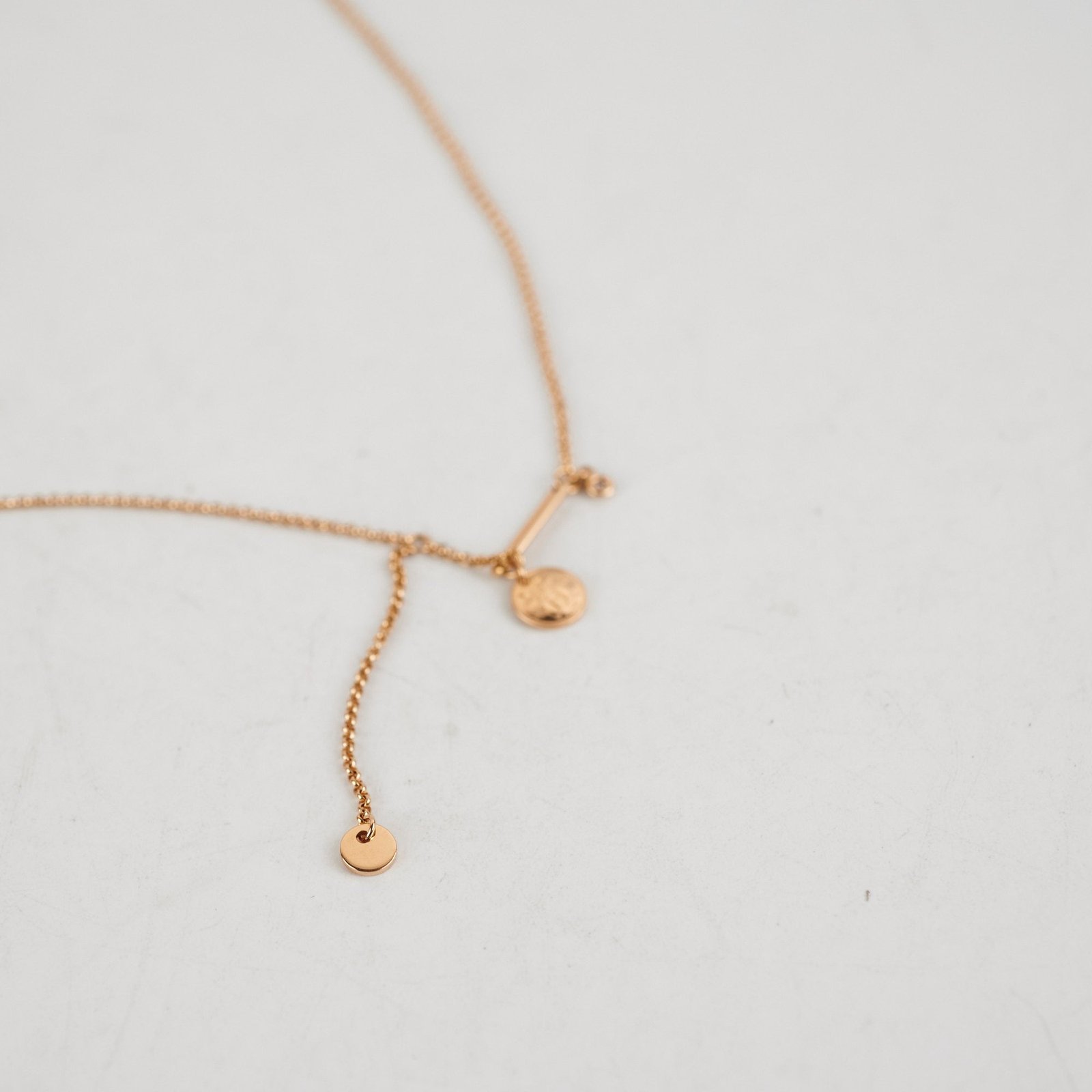 Hermes Ex- Libris Pendant Rose Gold One Diamond Necklace | AlmaBagz