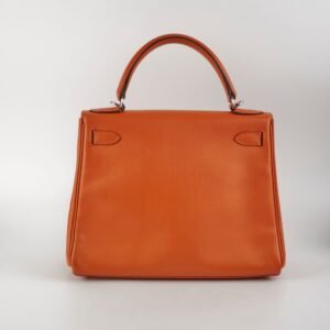 Hermes Kelly 28 Orange P Square Stamp | AlmaBagz