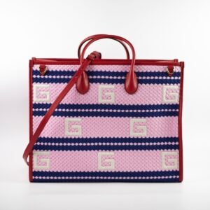 Gucci Fabric Embroidered Sydney Tote Bag Pink/Blue | AlmaBagz