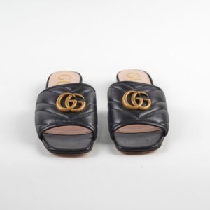 Gucci Marmont Black Leather Flats Size 34 | AlmaBagz