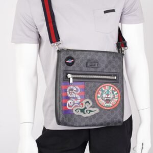 Gucci Night Courrier messenger bag Black GG Supreme Coated Canvas | AlmaBagz