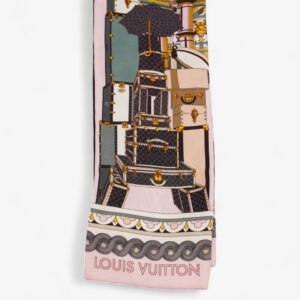 Louis Vuitton Bandeau Around The World Twilly Black / White / Pink Silk | AlmaBagz