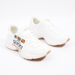 Gucci Rhyton 'Worldwide' Logo White Leather EU 37.5 UK 4.5 | AlmaBagz