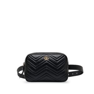 Gucci GG Marmont Square Belt Bag Black Matelassé | AlmaBagz