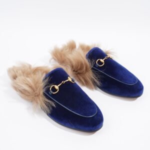 Gucci Princetown Loafer Blue Velvet EU 37 UK 4 | AlmaBagz