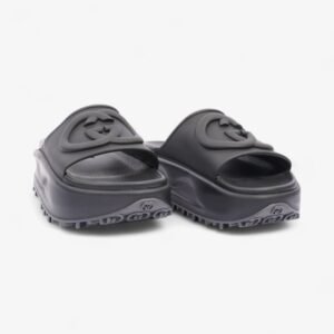 Gucci GG Platform Slides Black Rubber EU 35 UK 2 | AlmaBagz