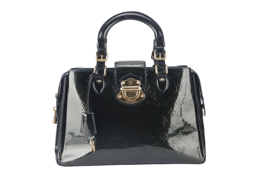 LOUIS VUITTON BLEU NUIT MONOGRAM VERNIS MELROSE AVENUE TOTE GOLD HARDWARE NO DUST COVER | AlmaBagz