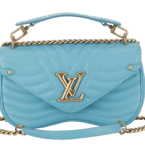 LOUIS VUITTON NEW WAVE CHAIN BAG MM (M51946) BLUE CALFSKIN GOLD HARDWARE NO DUST COVER | AlmaBagz