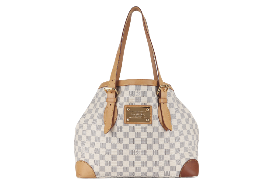 LOUIS VUITTON HAMPSTEAD MM DAMIER AZUR CANVAS GOLD HARDWARE NO DUST COVER | AlmaBagz