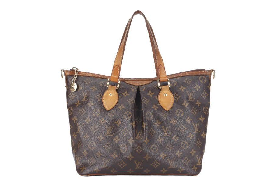 LOUIS VUITTON PALERMO PM (M40145) MONOGRAM CANVAS GOLD HARDWARE WITH STRAP AND DUST COVER | AlmaBagz