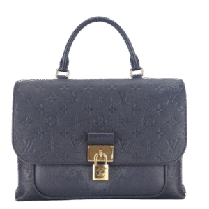 LOUIS VUITTON MARIGNAN BLUE MONOGRAM EMPREINTE LEATHER GOLD HARDWARE WITH STRAPS AND DUST COVER | AlmaBagz