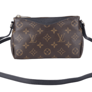 LOUIS VUITTON PALLAS CLUTCH BB (M41639) MONOGRAM CANVAS WITH BLACK LEATHER GOLD HARDWARE NO DUST COVER | AlmaBagz