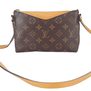 LOUIS VUITTON PALLAS CLUCTH BB MONOGRAM CANVAS WITH YELLOW MUSTARD LEATHER GOLD HARDWARE NO DUST COVER | AlmaBagz