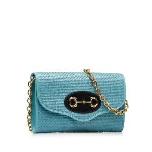 GUCCI Horsebit 1955 Raffia Chain Bag | AlmaBagz